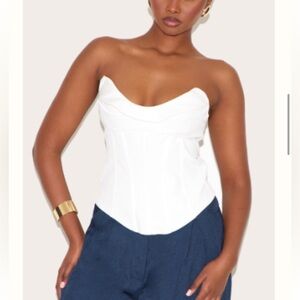 White Woven Boned Corset